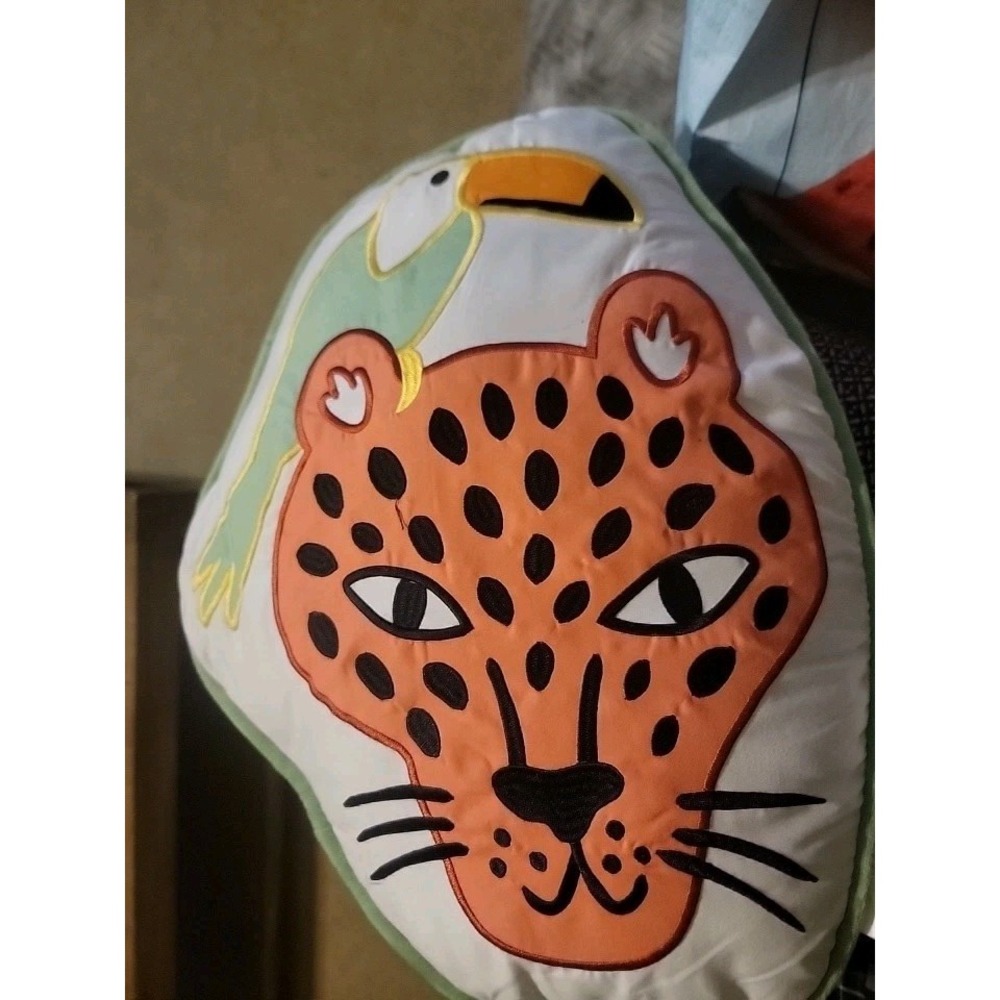 Mason &‎ Mollie Toucan Leopard Wildlife Throw Pillow - Picture 6 of 6